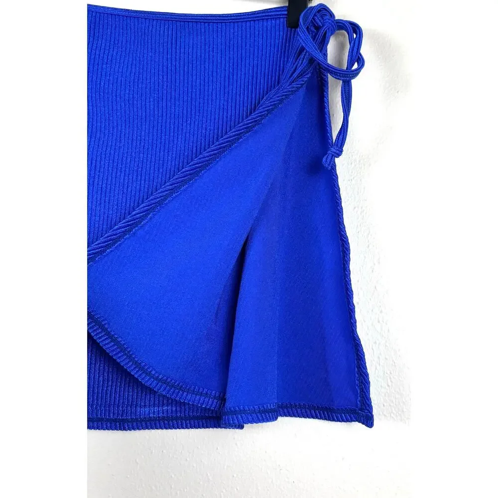 Catalina Cobalt Blue Mini Skirt Slit Cover Up One Size